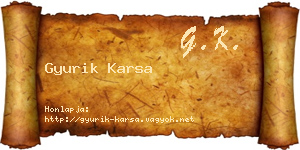 Gyurik Karsa névjegykártya